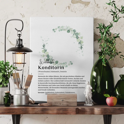 Personalisierte Leinwand Definition Konditorin mit Namen Geschenkidee