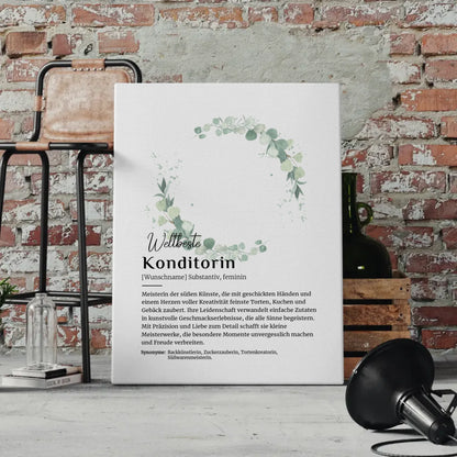 Personalisierte Leinwand Definition Konditorin mit Namen Geschenkidee