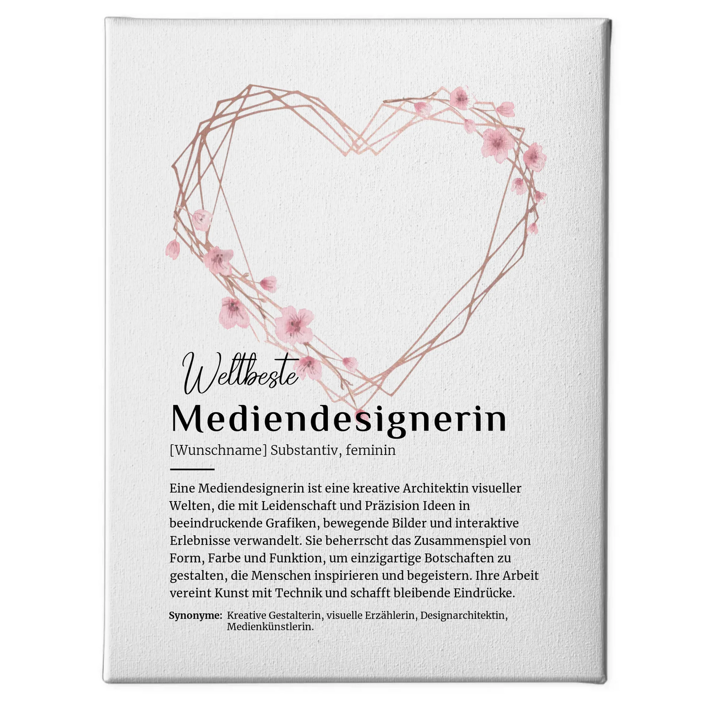 Leinwand Definition Mediendesignerin mit Namen Geschenkidee