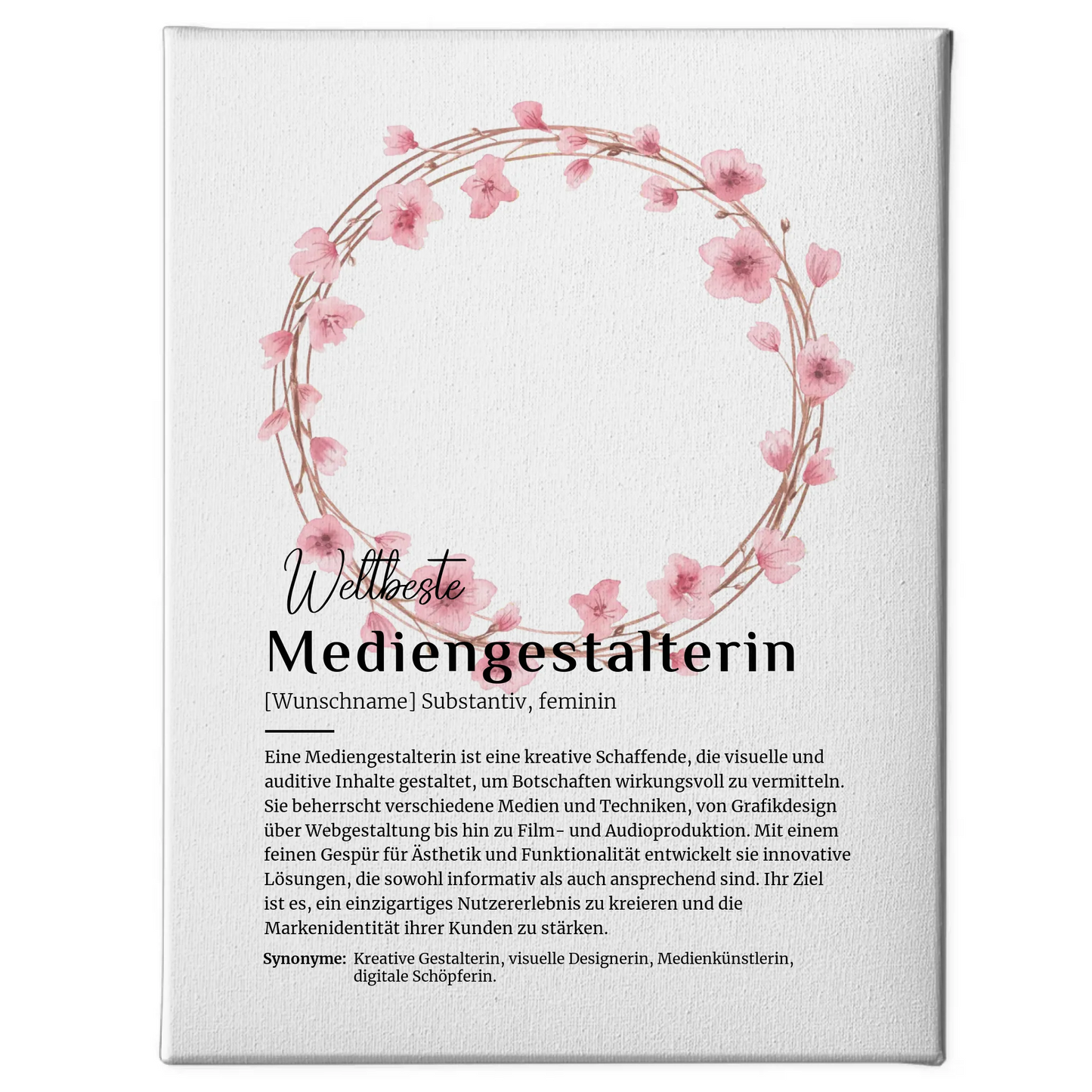 Leinwand Definition Mediengestalterin mit Namen Geschenk