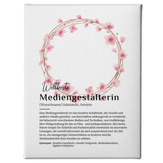 Leinwand Definition Mediengestalterin mit Namen Geschenk