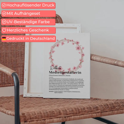 Leinwand Definition Mediengestalterin mit Namen Geschenk