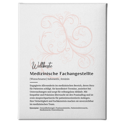 Personalisierte Leinwand Definition Medizinische Fachangestellte mit Namen Geschenk