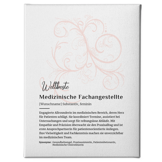 Personalisierte Leinwand Definition Medizinische Fachangestellte mit Namen Geschenk
