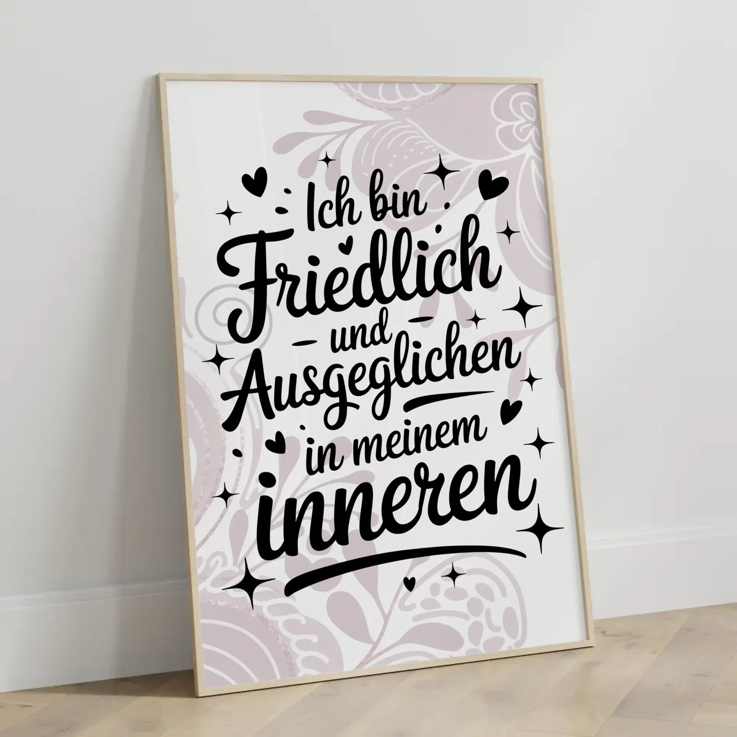 Affirmationsposter Ich bin friedlich und ausgeglichen positiv