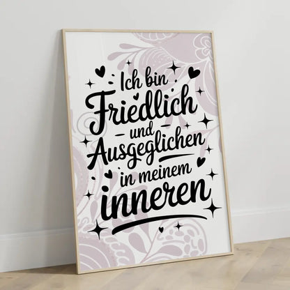 Affirmationsposter Ich bin friedlich und ausgeglichen positiv