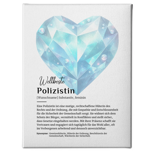 Personalisierte Leinwand Definition Polizistin mit Namen Geschenk