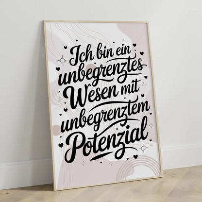 Affirmationsposter Ich bin ein unbegrenztes Wesen positiv