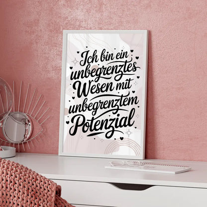 Affirmationsposter Ich bin ein unbegrenztes Wesen positiv