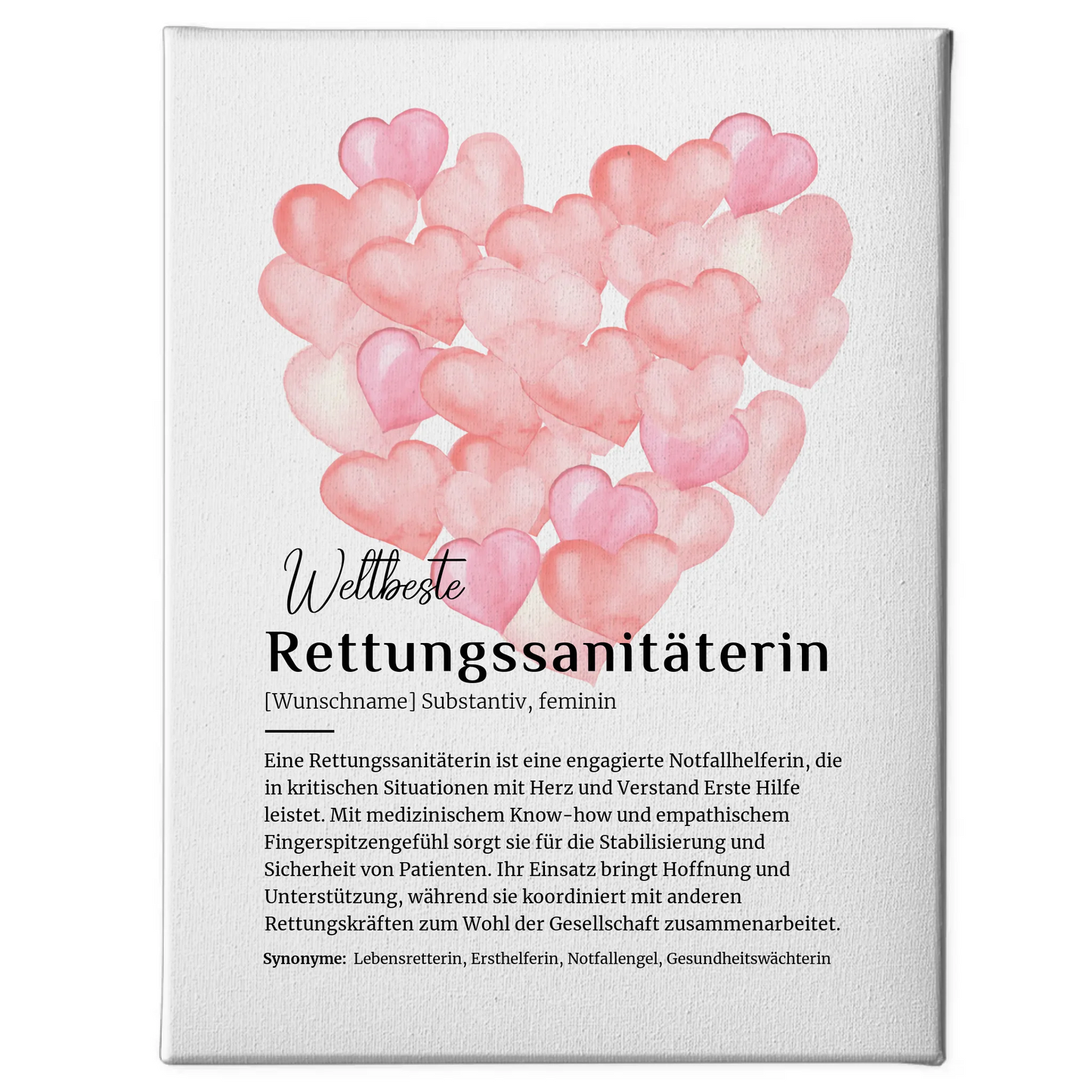 Leinwand Definition Rettungssanitäterin mit Namen Geschenkidee