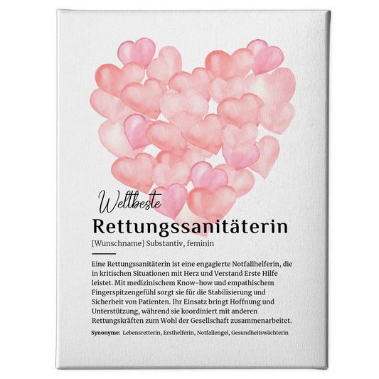 Leinwand Definition Rettungssanitäterin mit Namen Geschenkidee