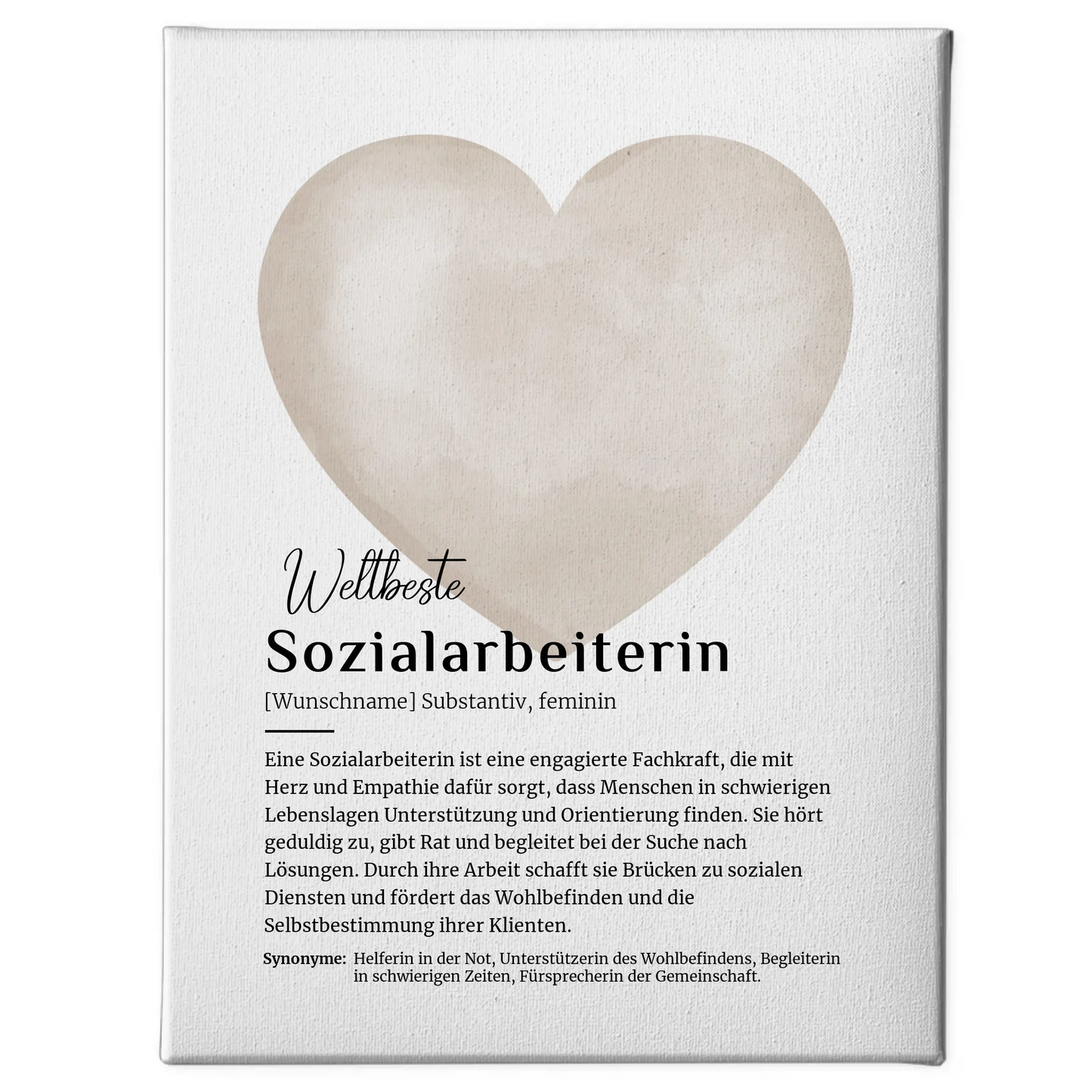 Leinwand Definition Sozialarbeiterin mit Namen Geschenk