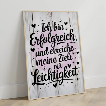 Affirmationsposter Ich bin erfolgreich positiv Ziele erreichen