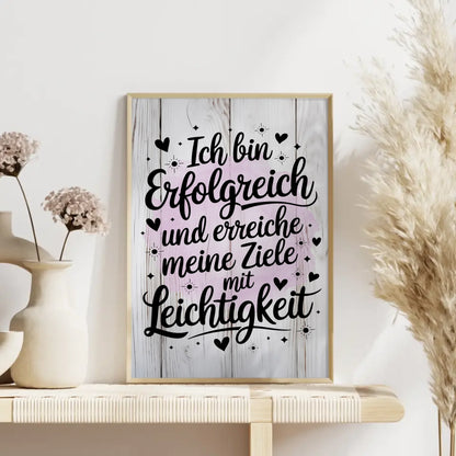 Affirmationsposter Ich bin erfolgreich positiv Ziele erreichen