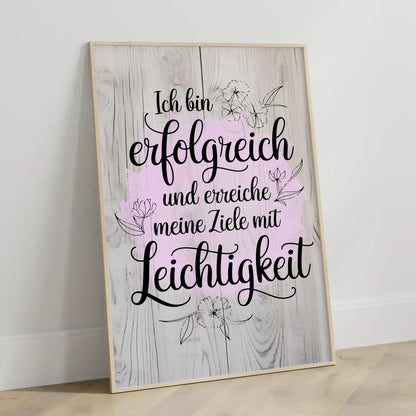 Affirmations Poster Ich bin erfolgreich und erreiche Ziele