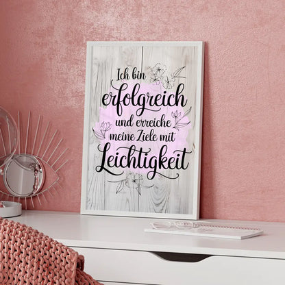 Affirmations Poster Ich bin erfolgreich und erreiche Ziele