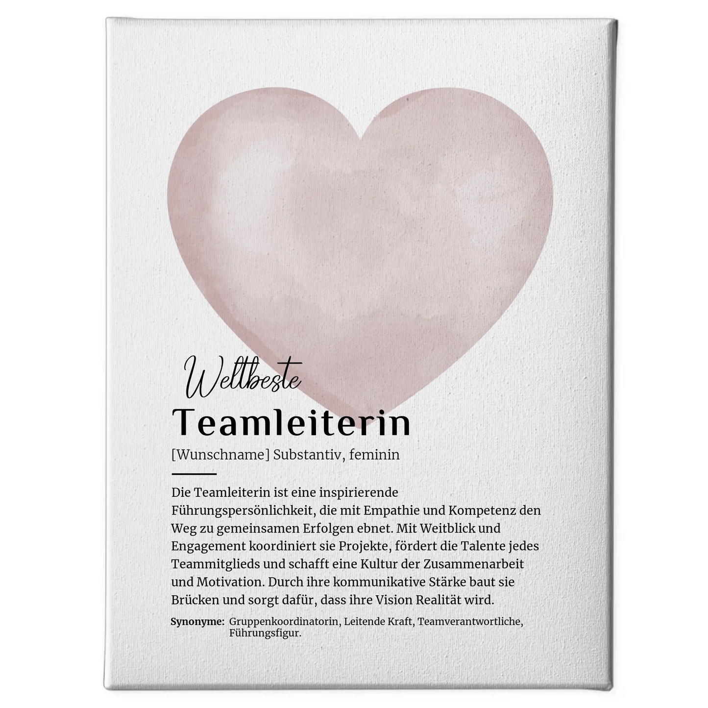 Personalisierte Leinwand Definition Teamleiterin mit Namen Geschenk