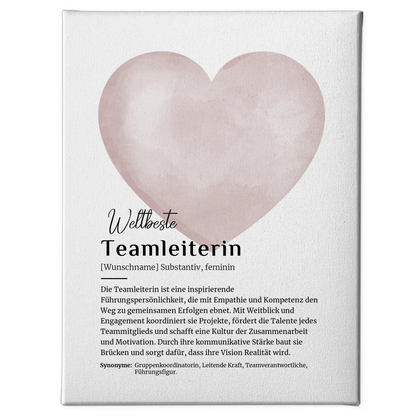 Personalisierte Leinwand Definition Teamleiterin mit Namen Geschenk