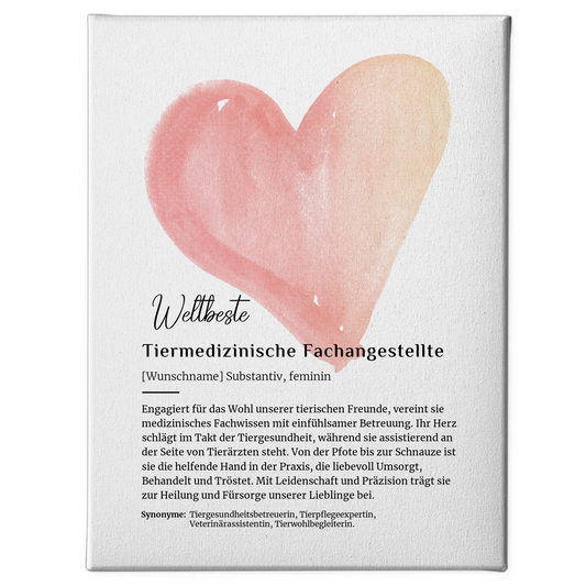 Leinwand Definition Tiermedizinische Fachangestellte mit Namen Geschenkidee