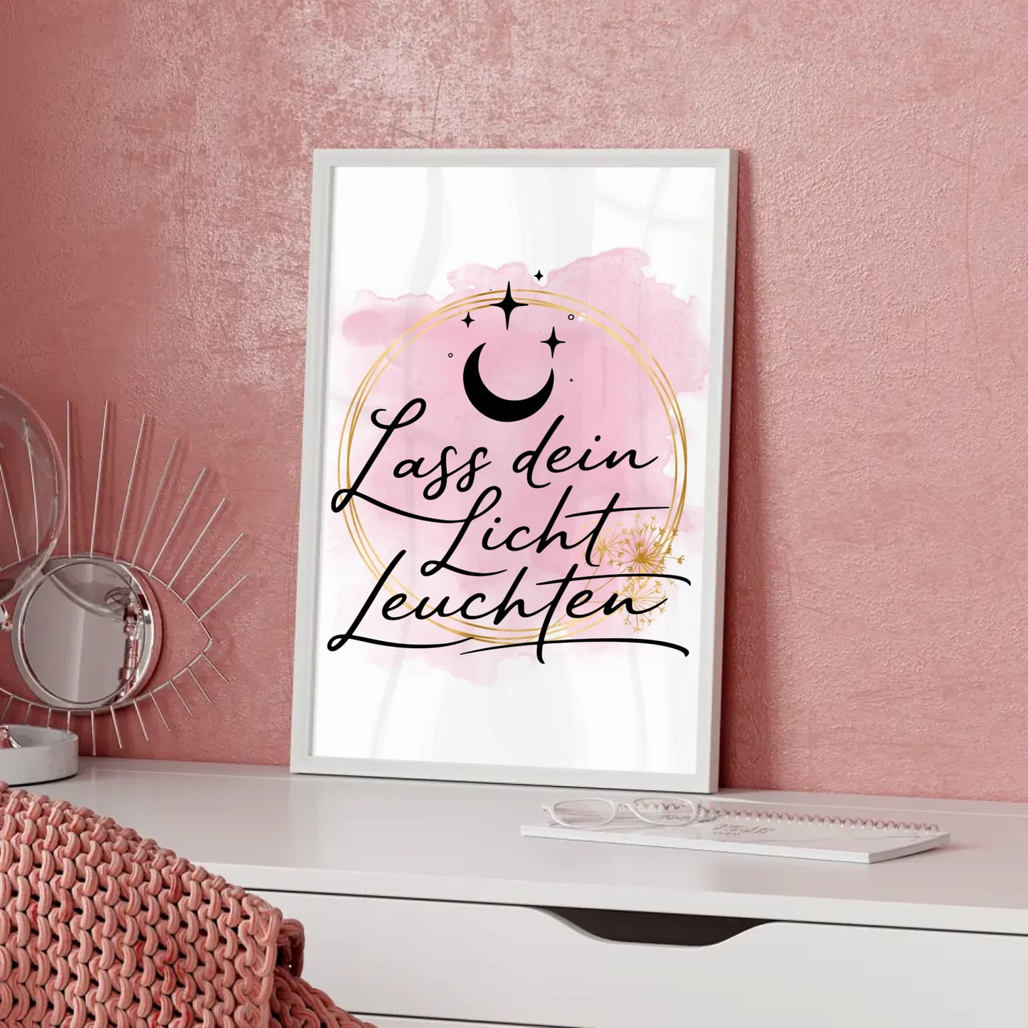 Affirmationsposter Lass dein Licht leuchten positiv gestalten