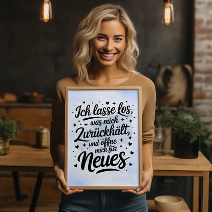 Affirmations Poster Ich lasse los und öffne mich für Neues