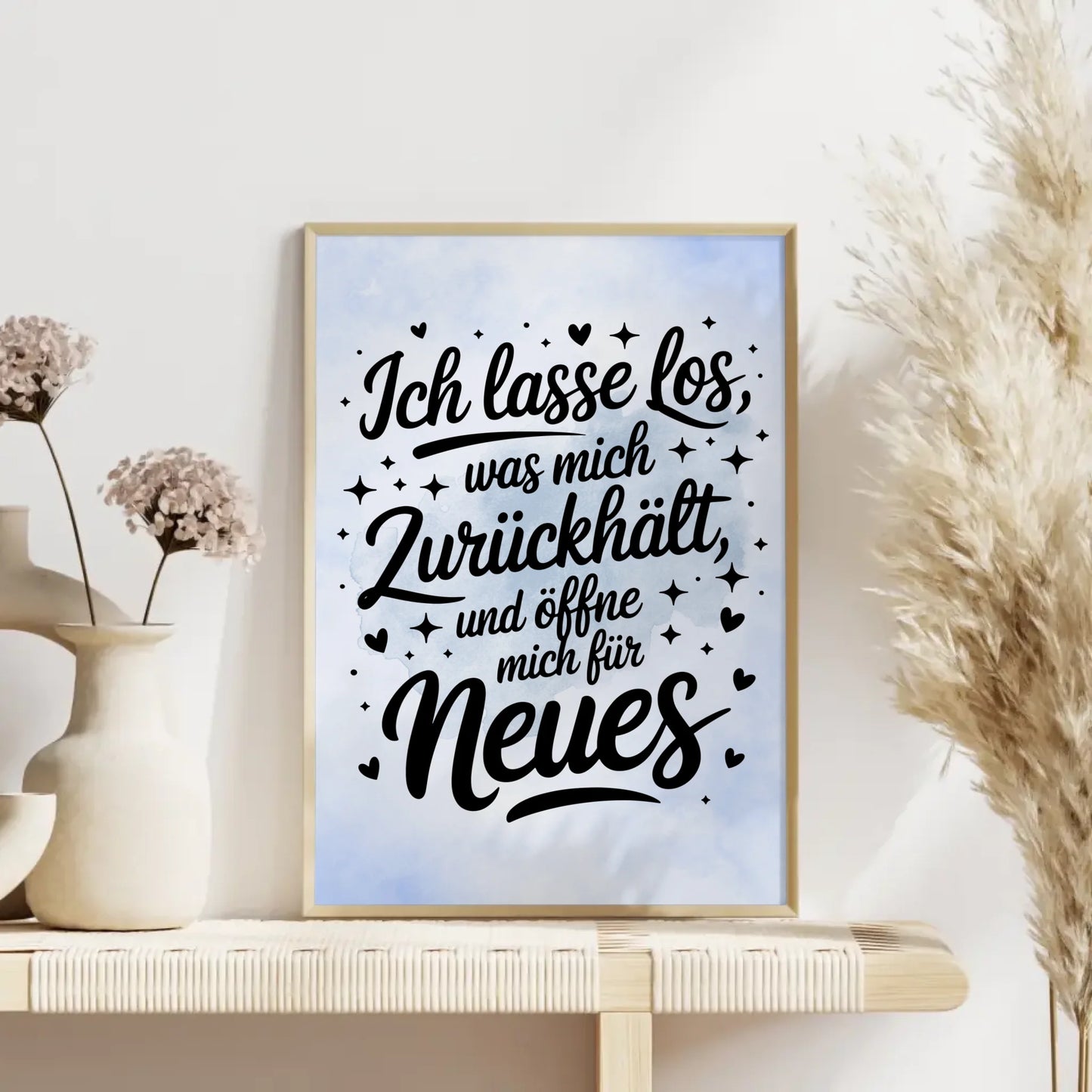 Affirmations Poster Ich lasse los und öffne mich für Neues