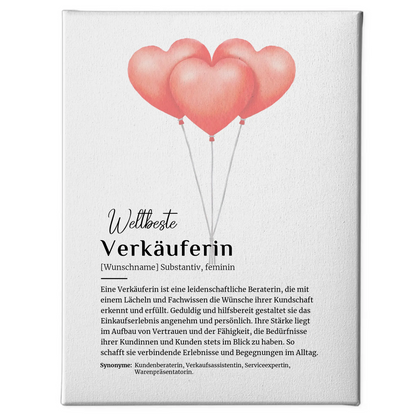 Leinwand Definition Verkäuferin mit Namen Geschenkidee personalisiert