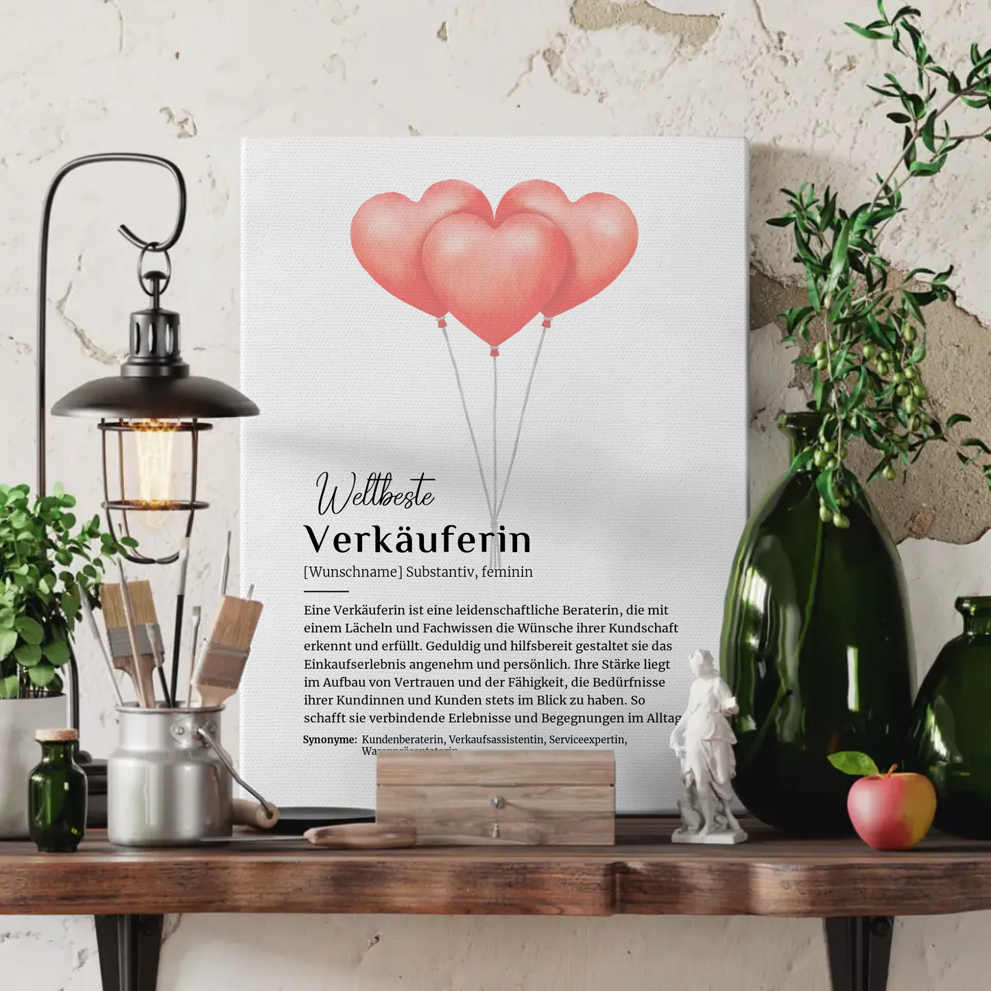 Leinwand Definition Verkäuferin mit Namen Geschenkidee personalisiert