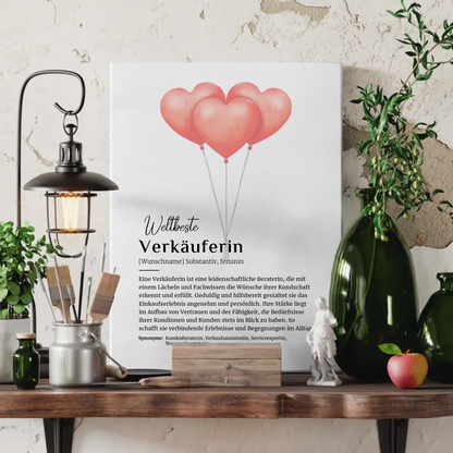 Leinwand Definition Verkäuferin mit Namen Geschenkidee personalisiert