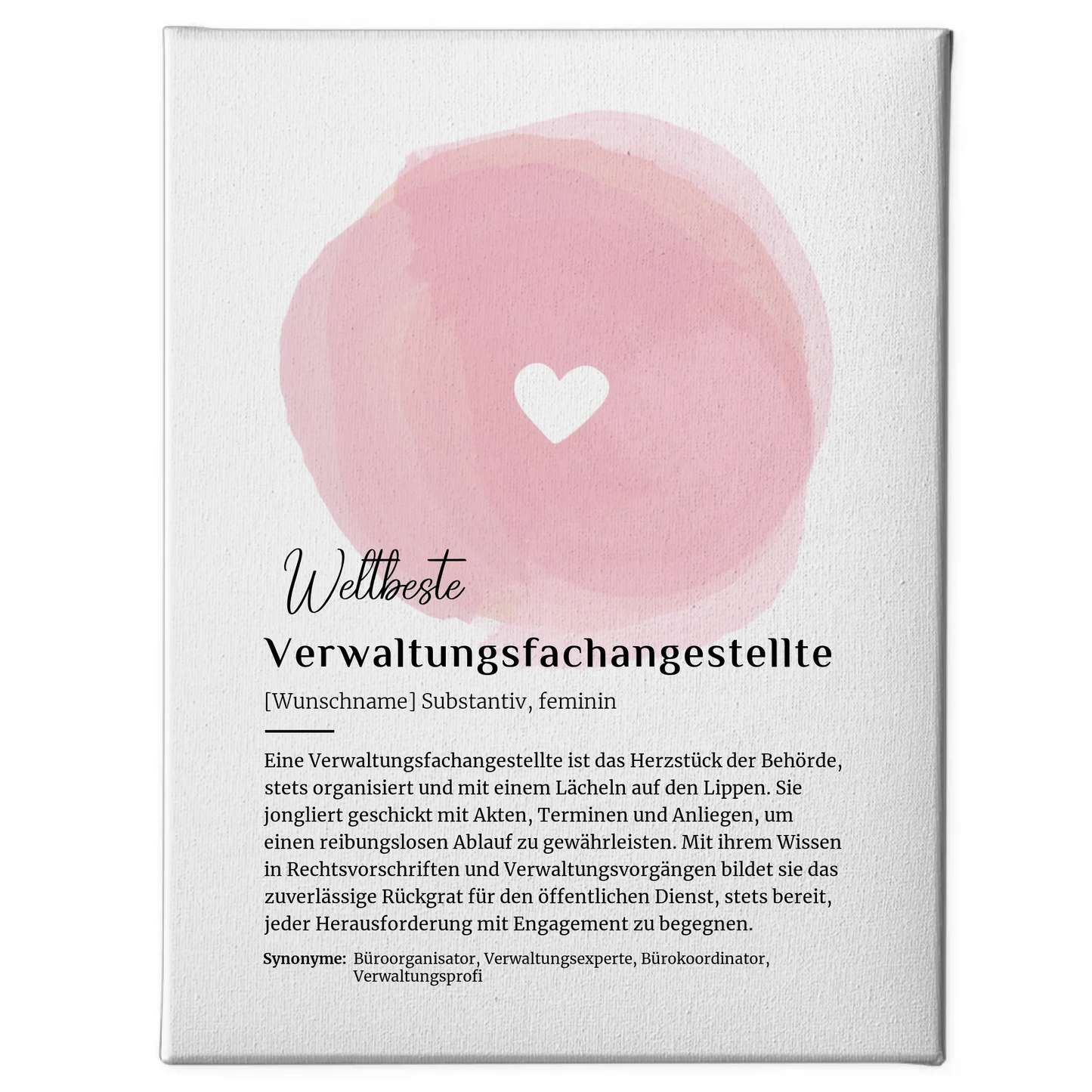 Personalisierte Leinwand Definition Verwaltungsfachangestellte mit Namen Geschenk