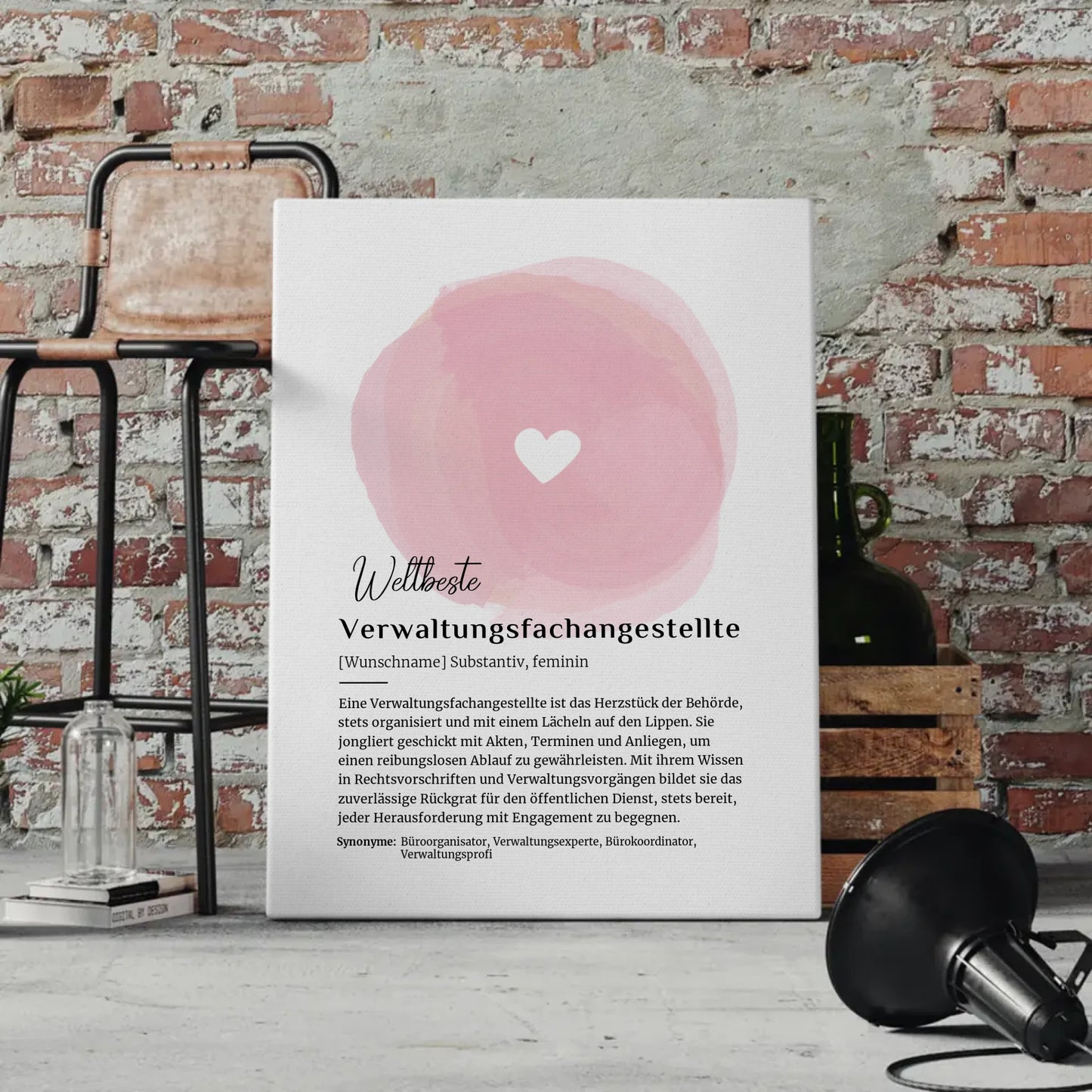 Personalisierte Leinwand Definition Verwaltungsfachangestellte mit Namen Geschenk