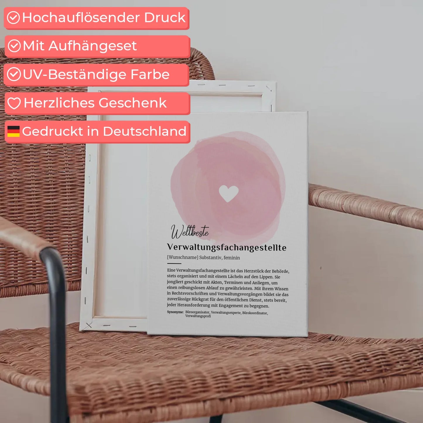 Personalisierte Leinwand Definition Verwaltungsfachangestellte mit Namen Geschenk