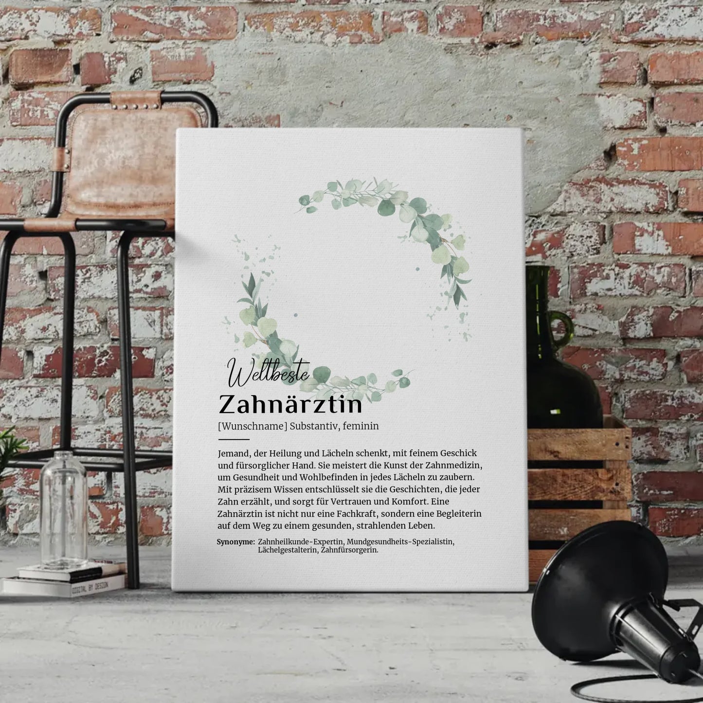 Leinwand Definition Zahnärztin mit Namen Geschenk personalisiert