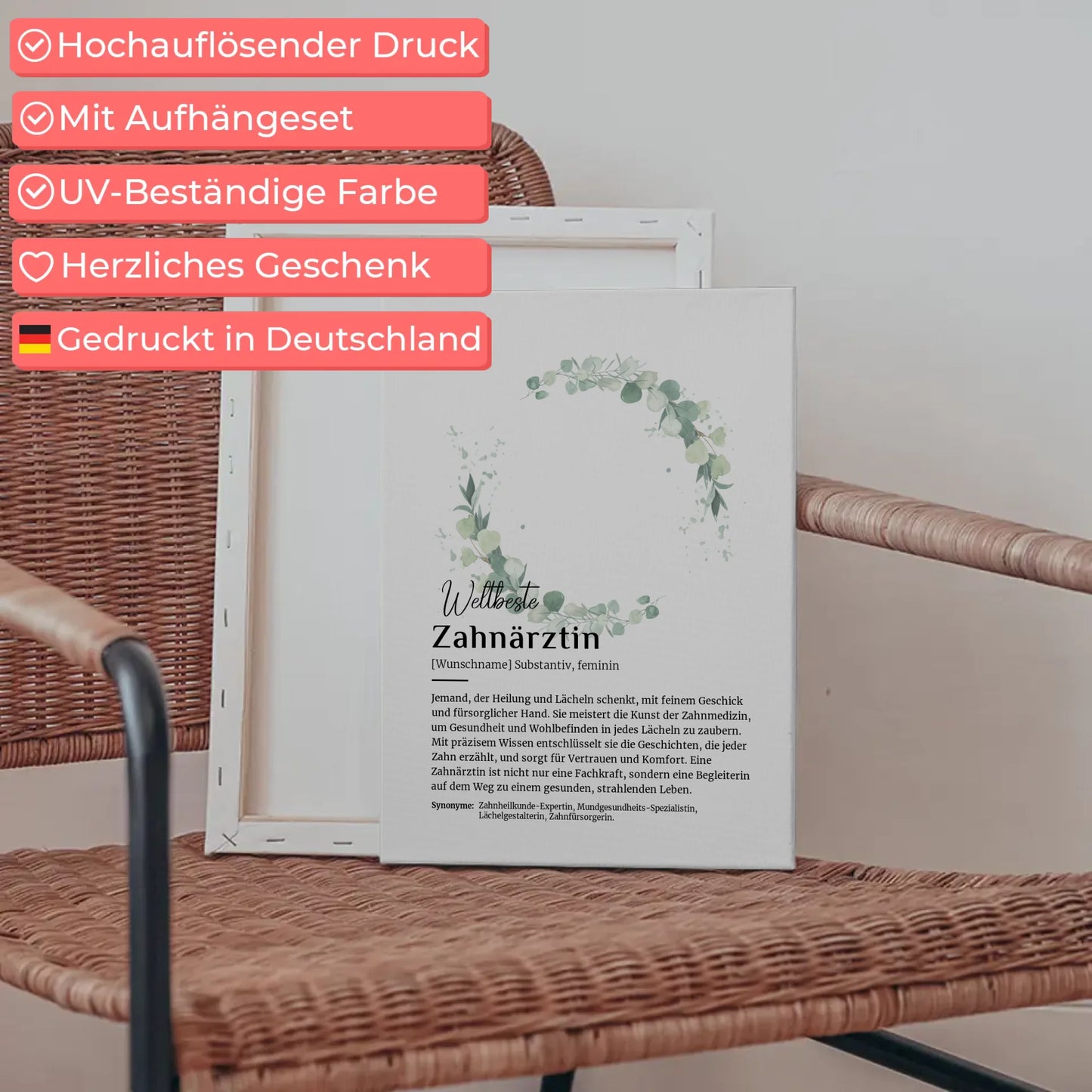 Leinwand Definition Zahnärztin mit Namen Geschenk personalisiert