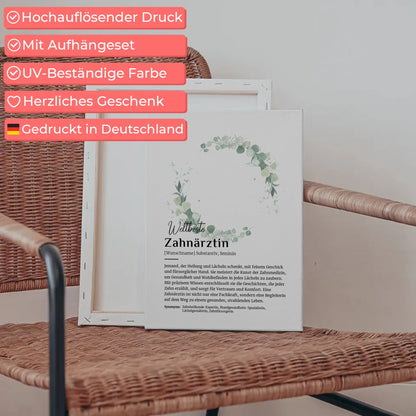 Leinwand Definition Zahnärztin mit Namen Geschenk personalisiert