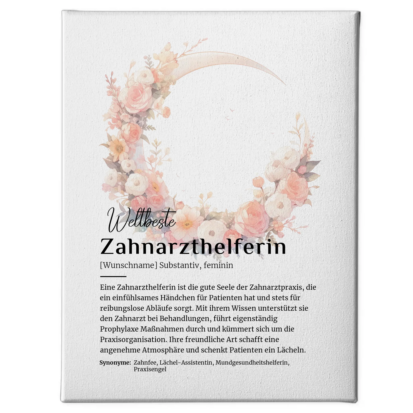 Leinwand Definition Zahnarzthelferin mit Namen Geschenkidee