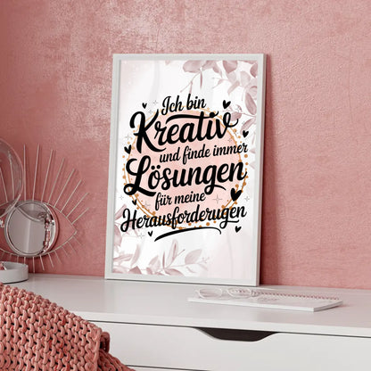 Affirmationsposter Ich bin kreativ positiv Lösungen finden