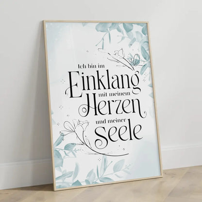 Affirmations Poster Ich bin im Einklang mit Herzen und Seele