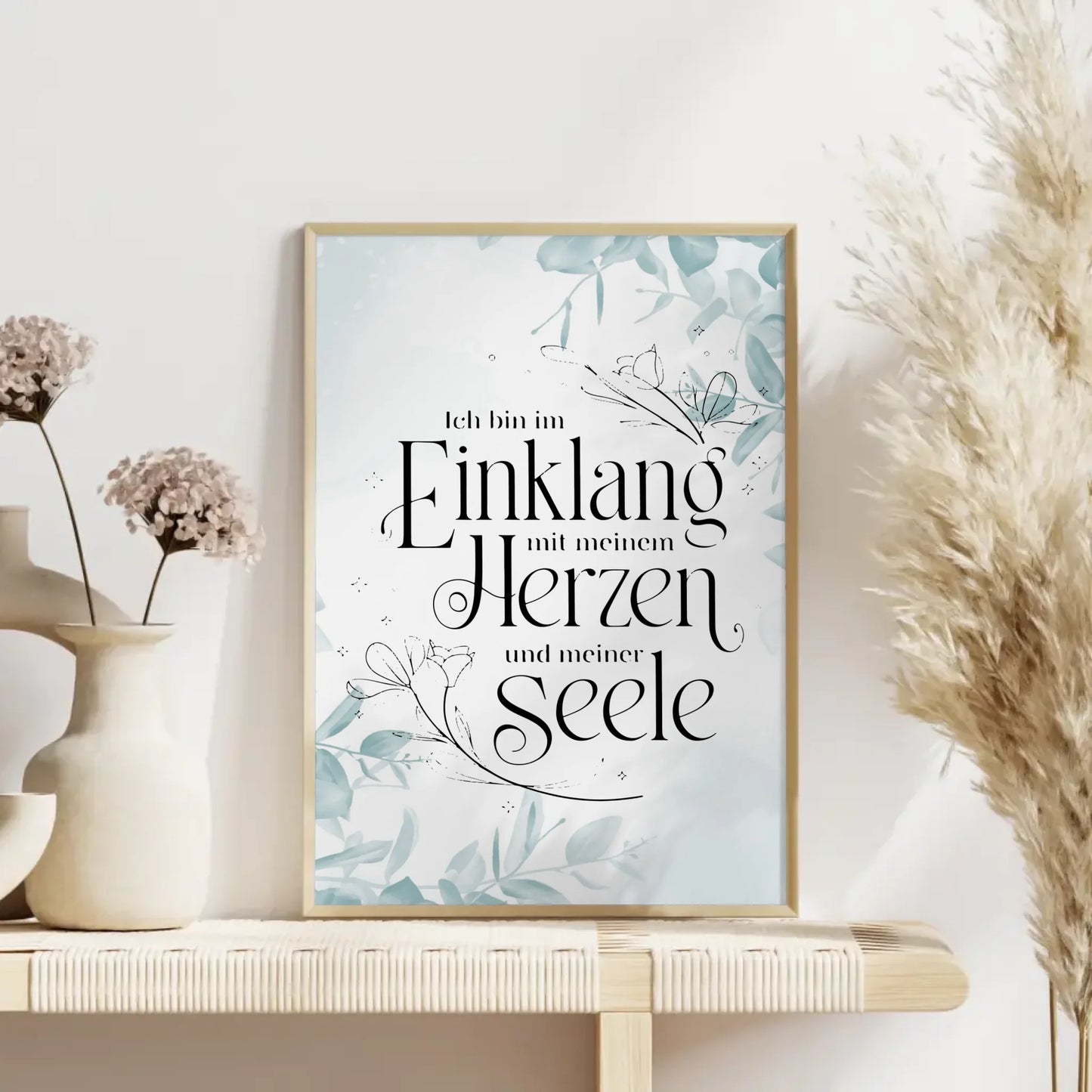 Affirmations Poster Ich bin im Einklang mit Herzen und Seele