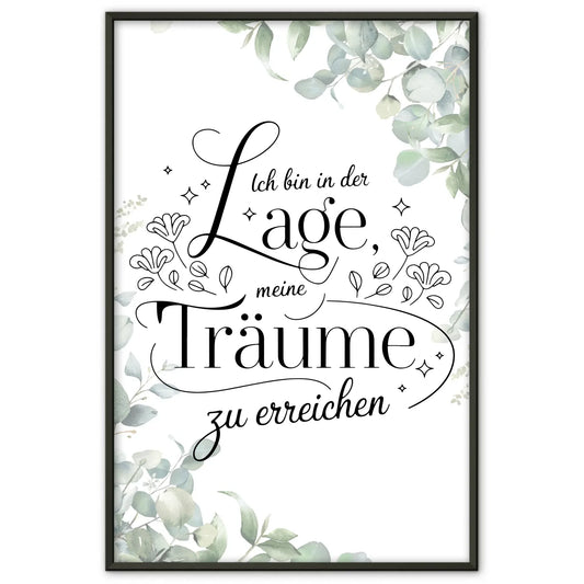 Affirmationsposter Ich bin in der Lage positiv träumen erreichen