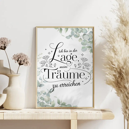 Affirmationsposter Ich bin in der Lage positiv träumen erreichen