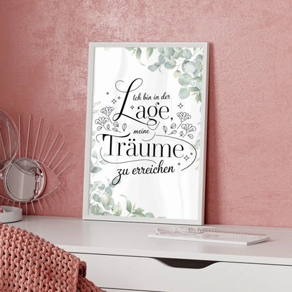 Affirmationsposter Ich bin in der Lage positiv träumen erreichen