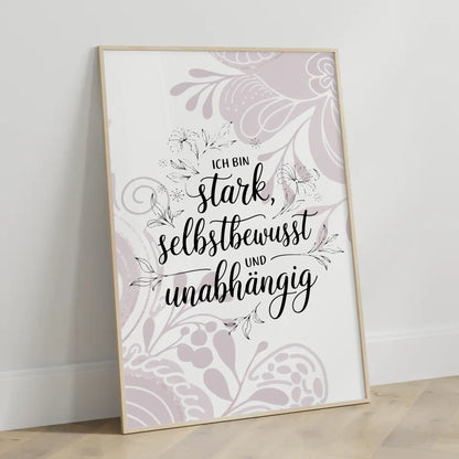Affirmations Poster Ich bin stark selbstbewusst unabhängig