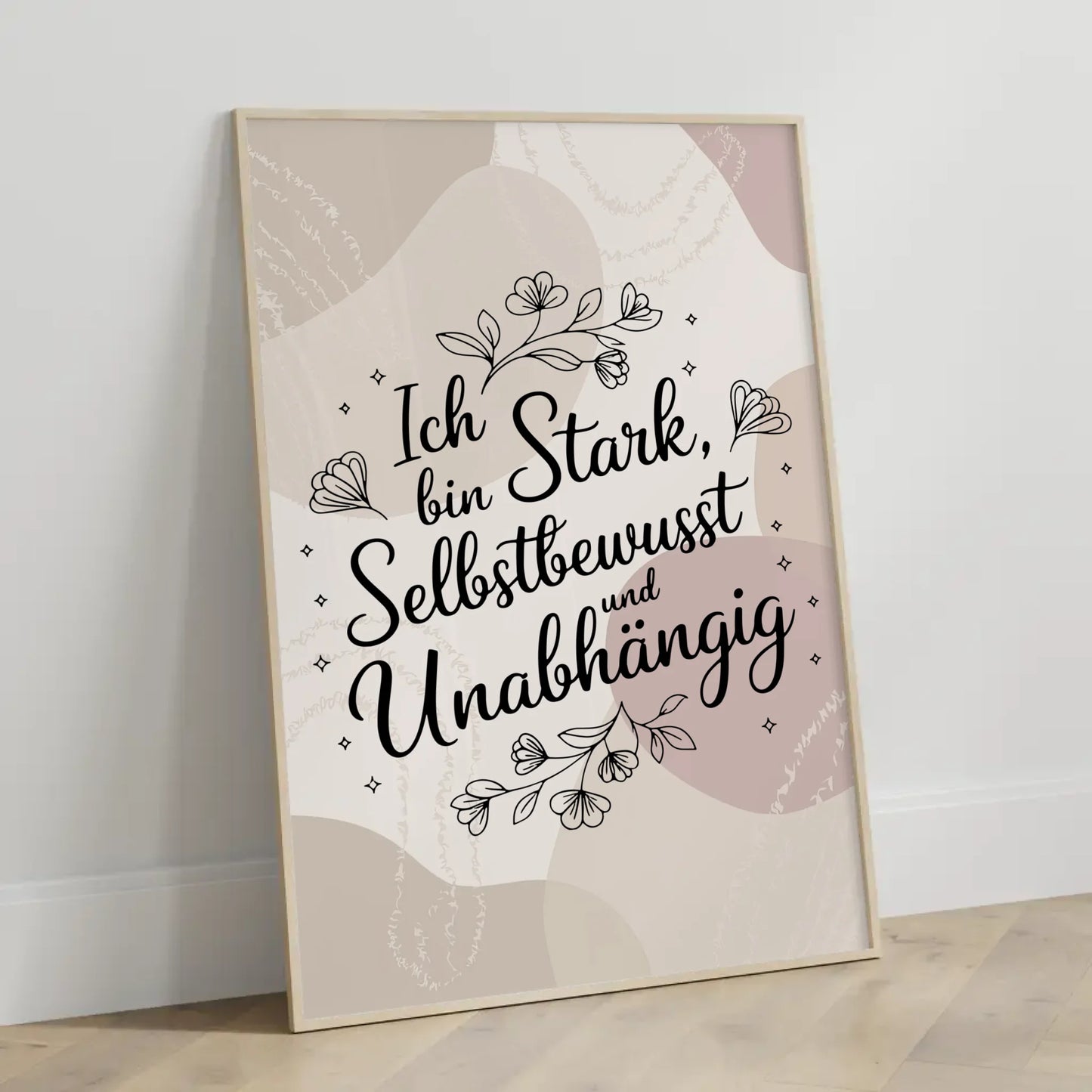Affirmationsposter Ich bin stark selbstbewusst unabhängig positiv