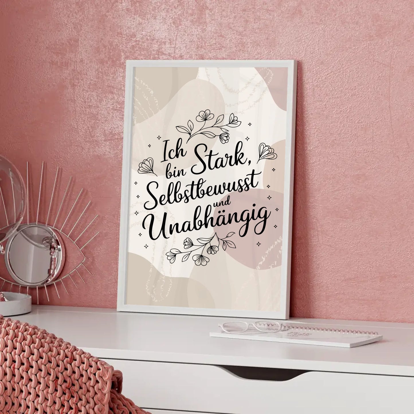 Affirmationsposter Ich bin stark selbstbewusst unabhängig positiv