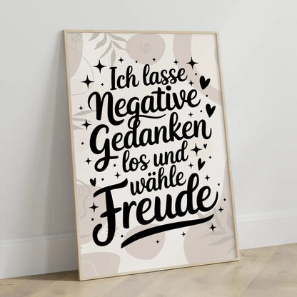 Affirmationsposter Ich lasse negative Gedanken los positiv