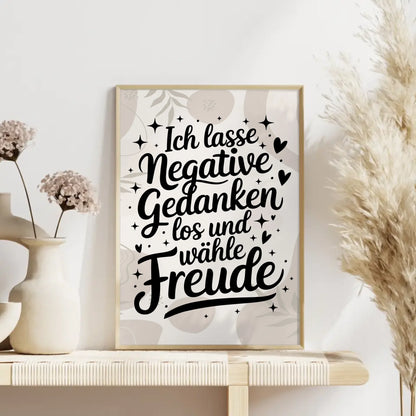 Affirmationsposter Ich lasse negative Gedanken los positiv