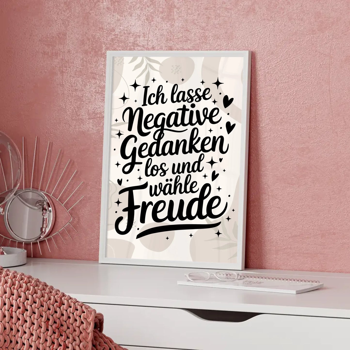 Affirmationsposter Ich lasse negative Gedanken los positiv