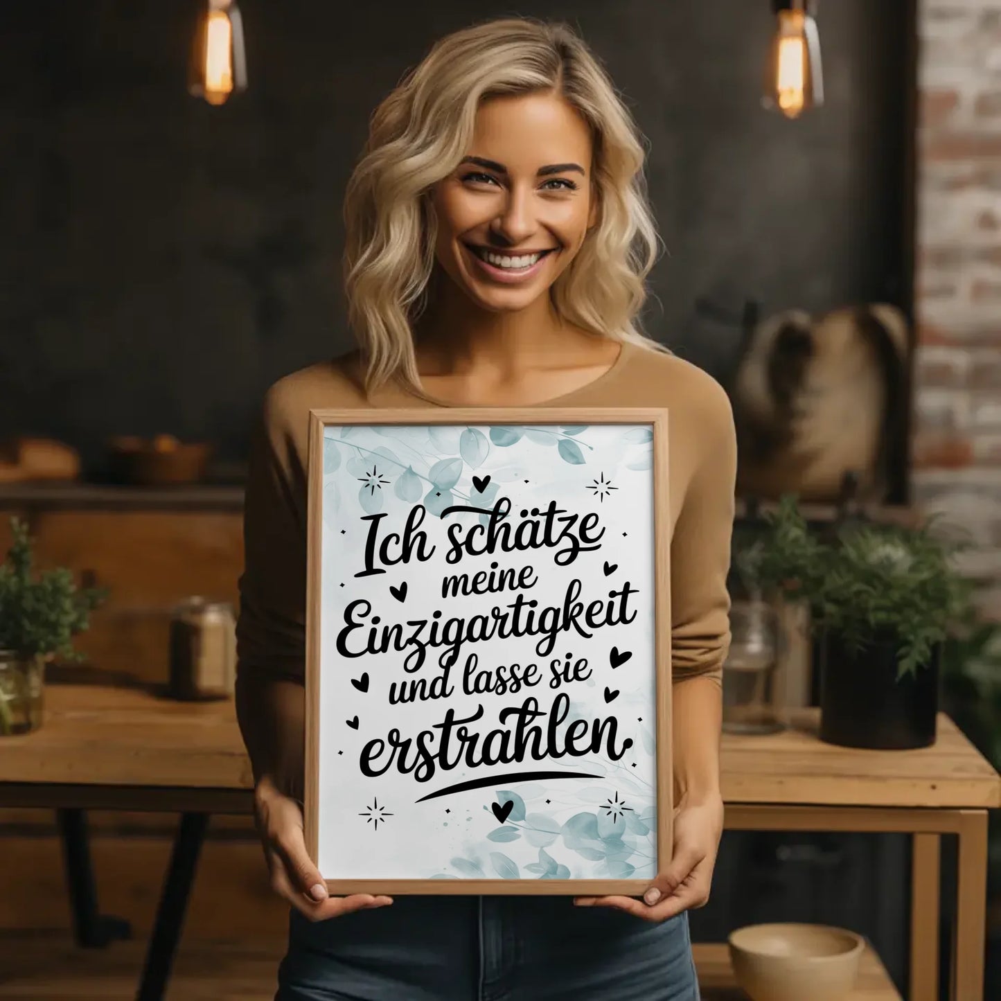 Affirmations Poster Ich schätze meine Einzigartigkeit erstrahlen