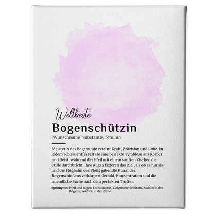 Leinwand Definition Bogenschützin Bogenschießen mit Namen Geschenk